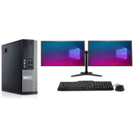 Complete set Dual 22 inch Monitors & Dell OptiPlex - Core i5-3470 - 8GB RAM - 256GB SSD - WiFi - Windows 10 64-Bit Desktop PC Computer