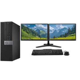 Dell 2 x 23" Dual Monitor Optiplex SFF PC - Intel Core i7 6th Gen, Windows 11 Pro