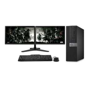 Dell Dual Monitor Trading Setup OptiPlex SFF PC - Intel Core i5 9th Gen, 16GB RAM, 1TB SSD With 2 x 23 Matching HD 1080p Monitors, Leg Base Stand, Windows 11 Pro